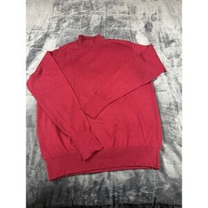 Vintage 100% Wool‎ Mock Neck Dress Sweater, Men's Size L, Red Old Money preppy